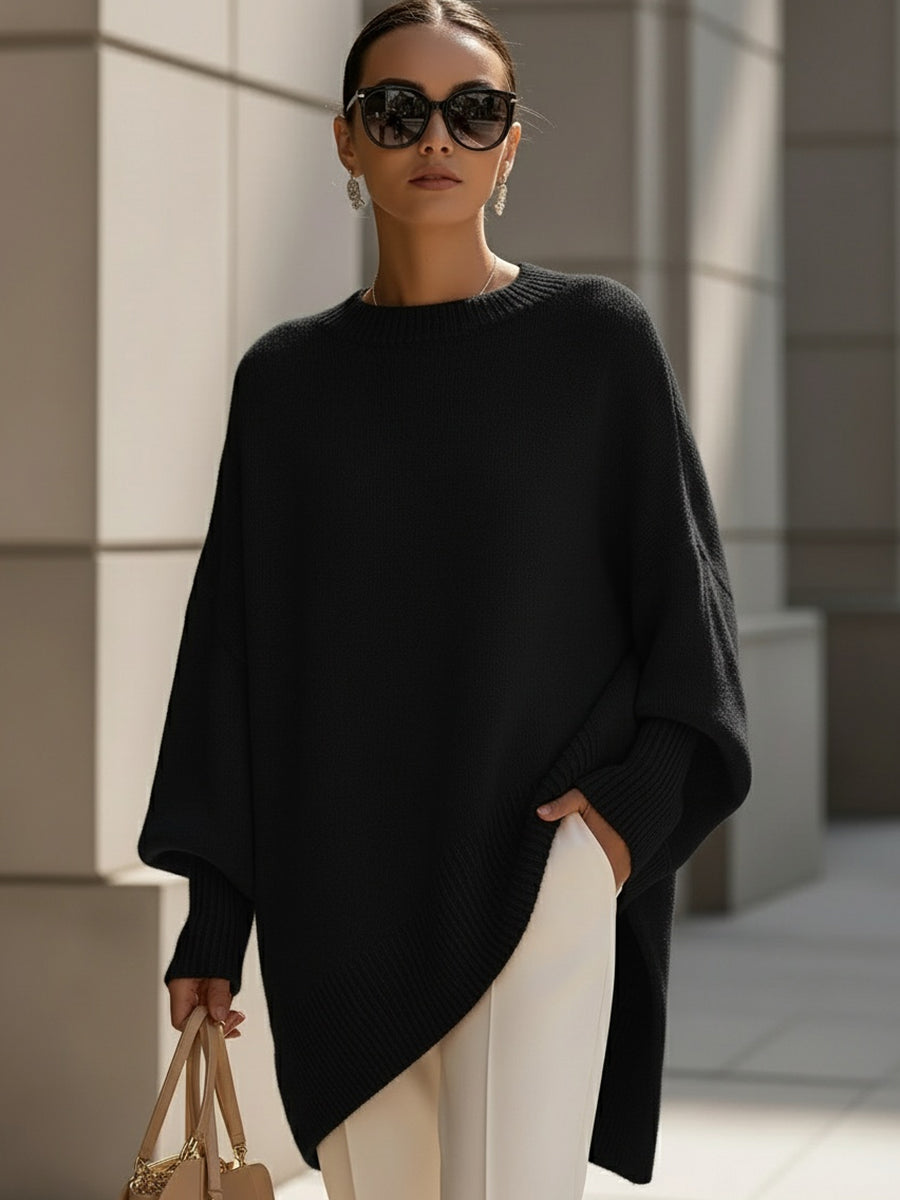 Knit Poncho Jumper with Wide Sleeves