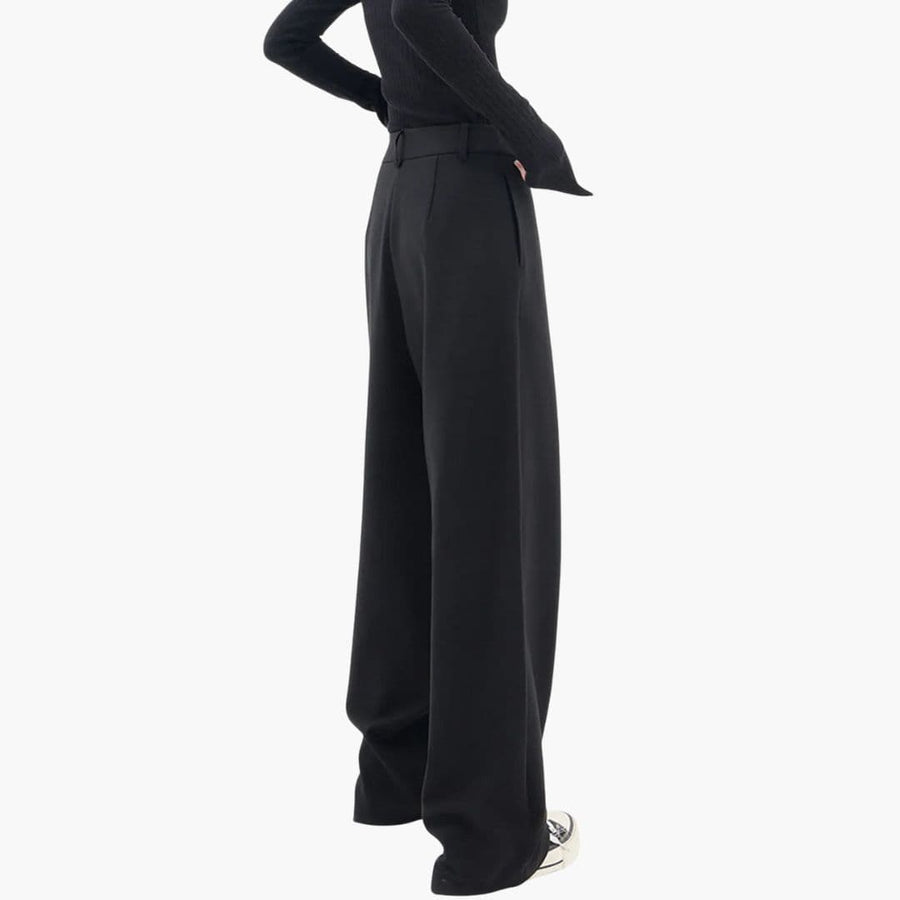 Chic Wide Leg Trousers with Asymmetric Crossover Waistband