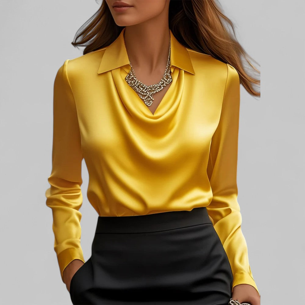 Women's Elegant Satin Blouse for Work and Evening