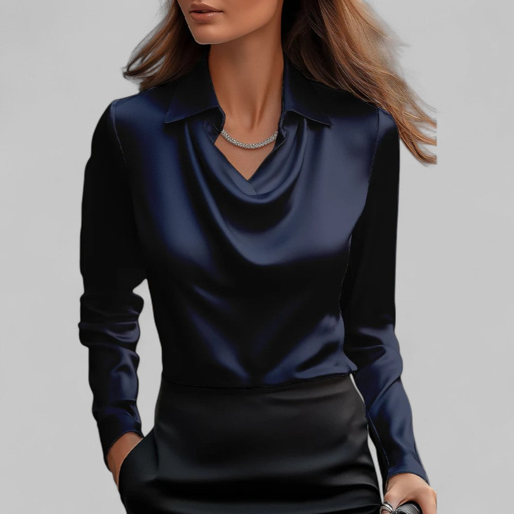 Women's Elegant Satin Blouse for Work and Evening