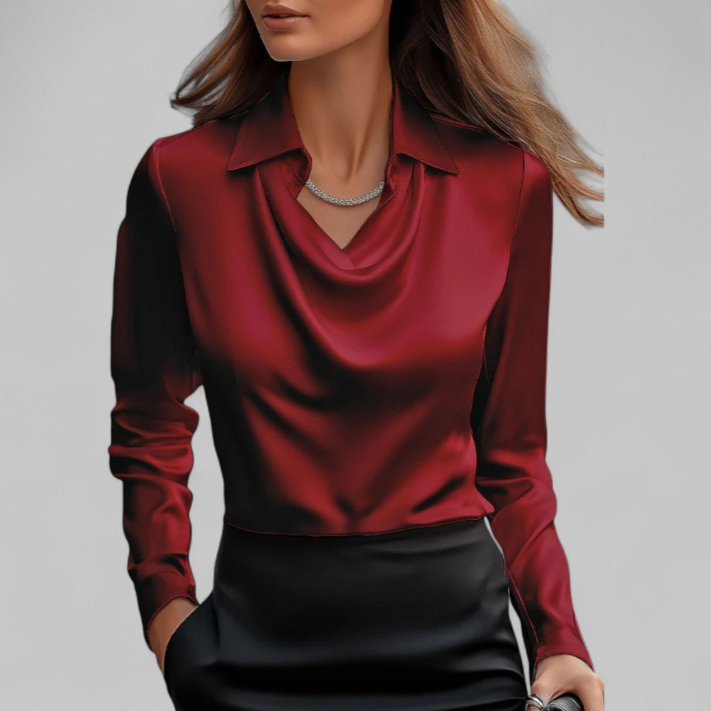 Women's Elegant Satin Blouse for Work and Evening