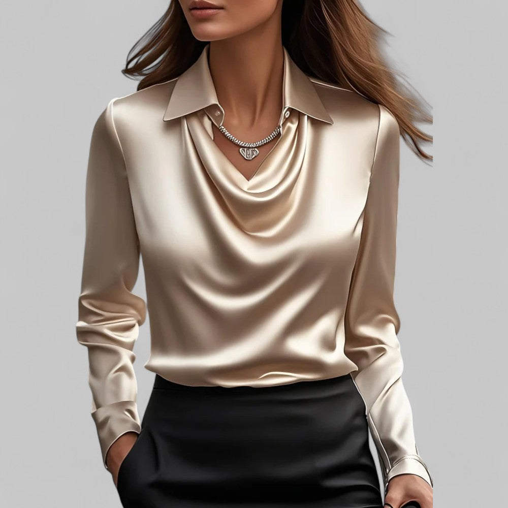 Women's Elegant Satin Blouse for Work and Evening