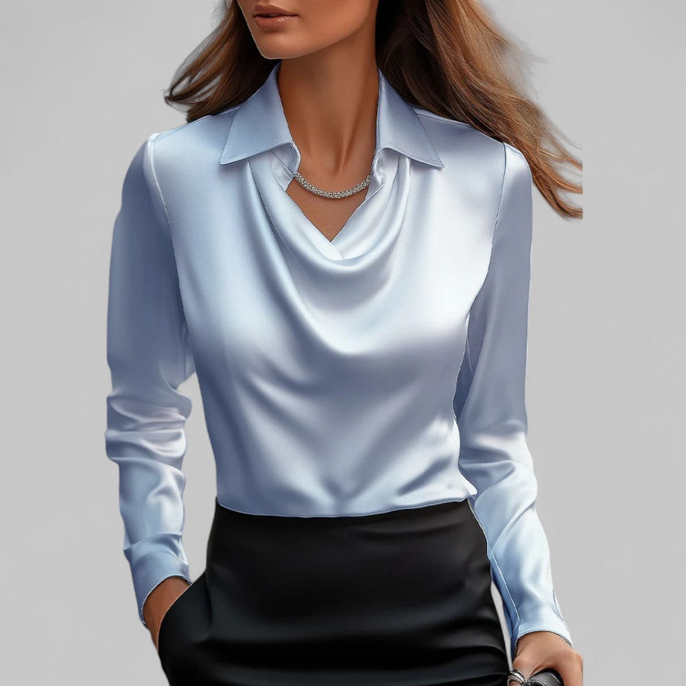 Women's Elegant Satin Blouse for Work and Evening