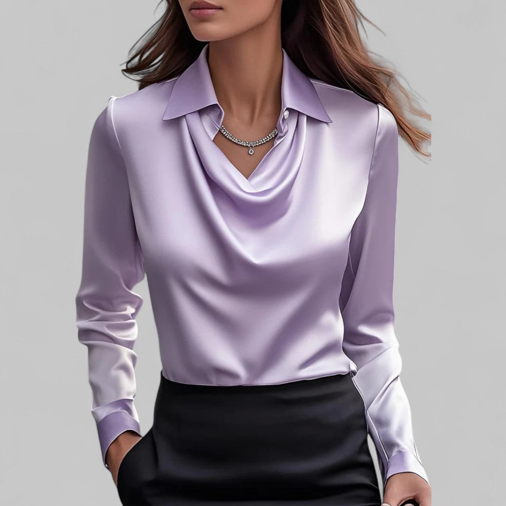 Women's Elegant Satin Blouse for Work and Evening