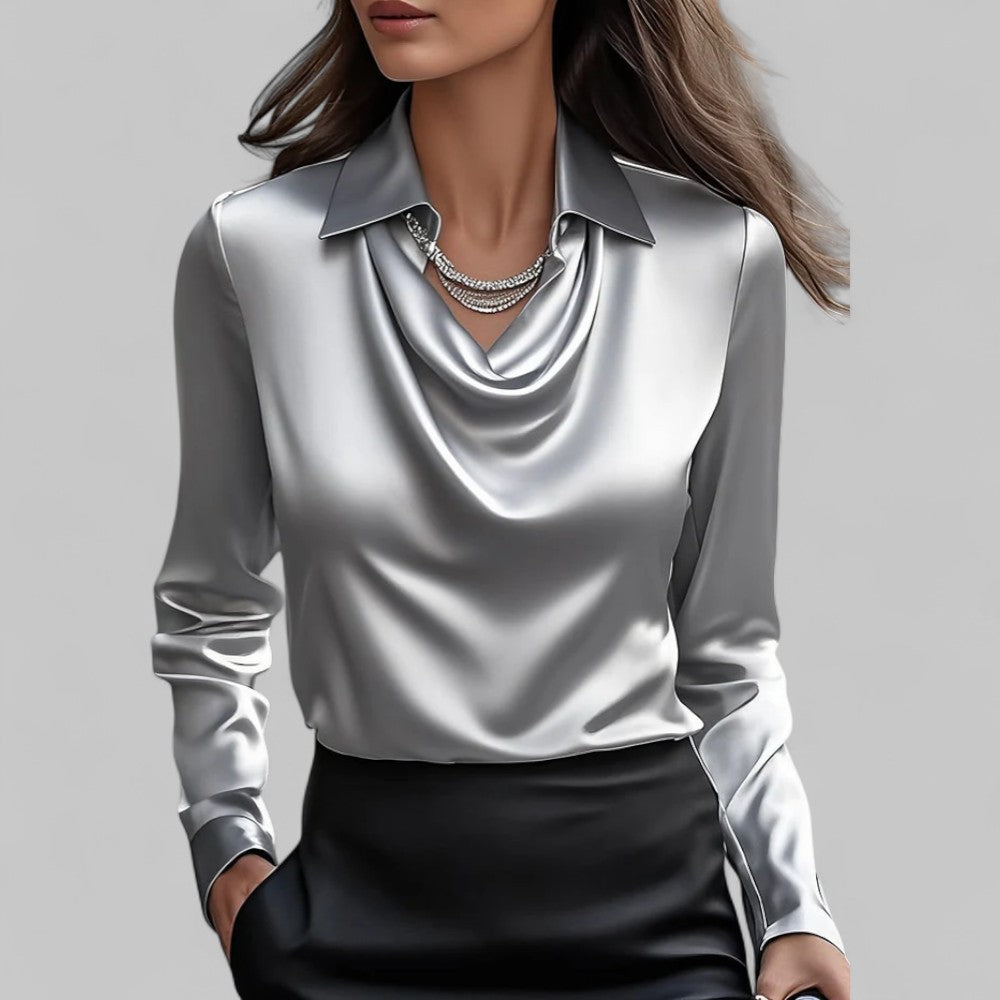 Women's Elegant Satin Blouse for Work and Evening