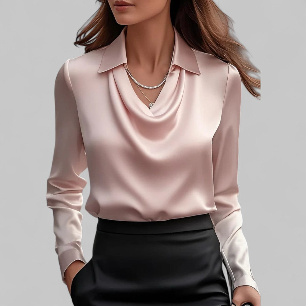 Women's Elegant Satin Blouse for Work and Evening
