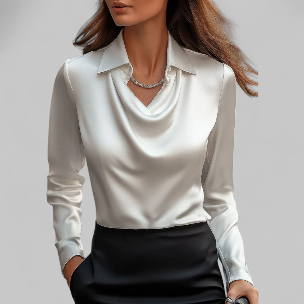 Women's Elegant Satin Blouse for Work and Evening
