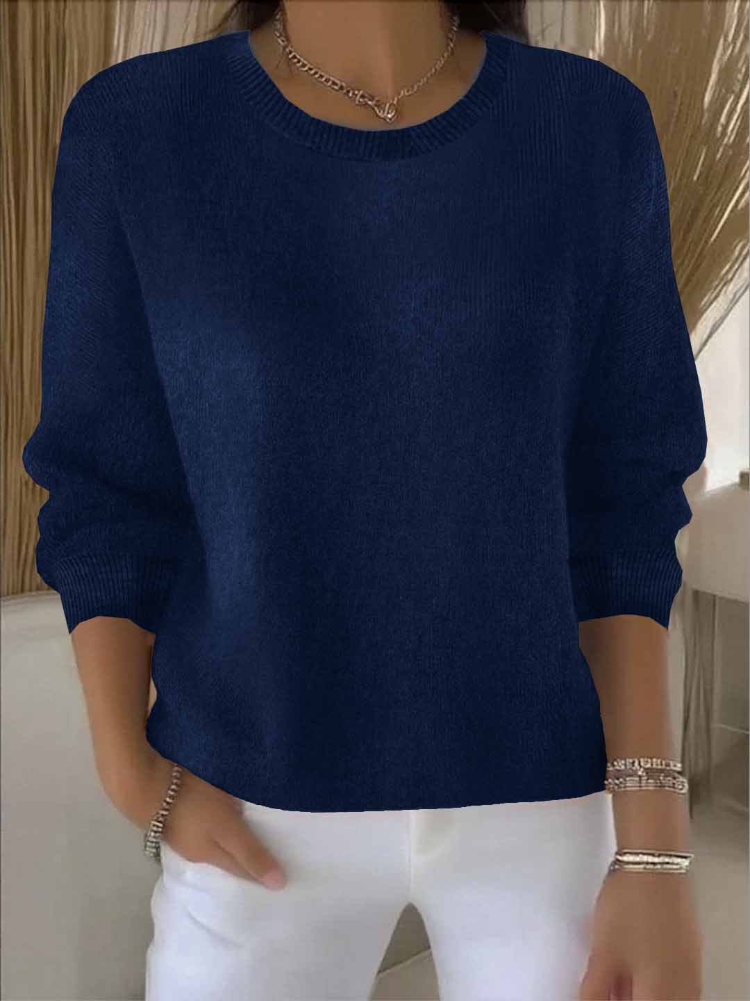 Crew Neck Jumper with Wide Sleeves