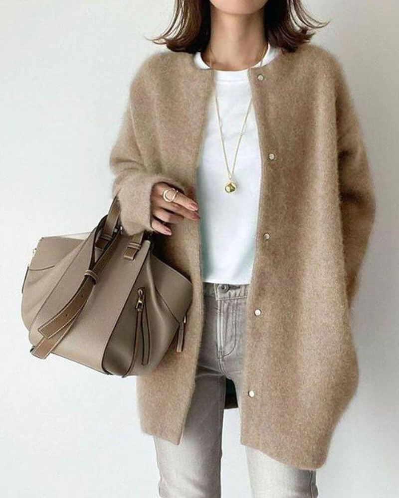 Oversized Cardigan with Press Studs