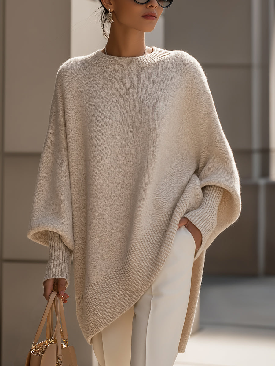 Knit Poncho Jumper with Wide Sleeves