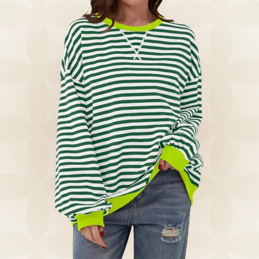 Women's Oversized Striped Sweatshirt Jumper