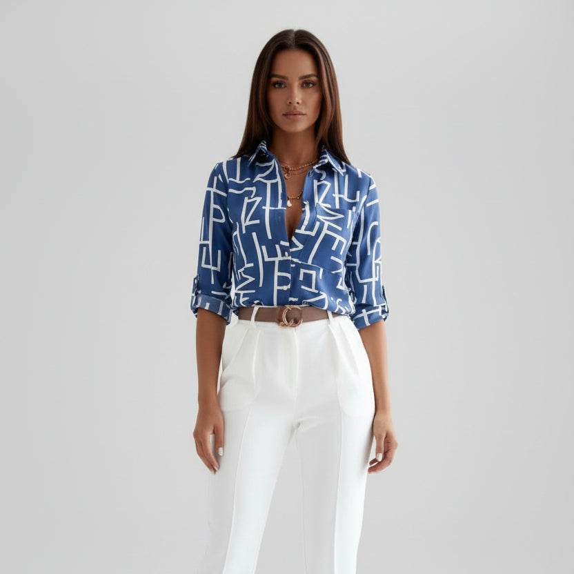 Women's Relaxed Printed Button Up Shirt