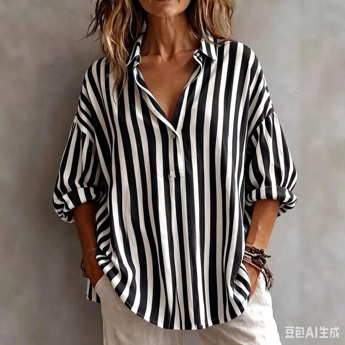 Women's Relaxed Fit Striped Blouse