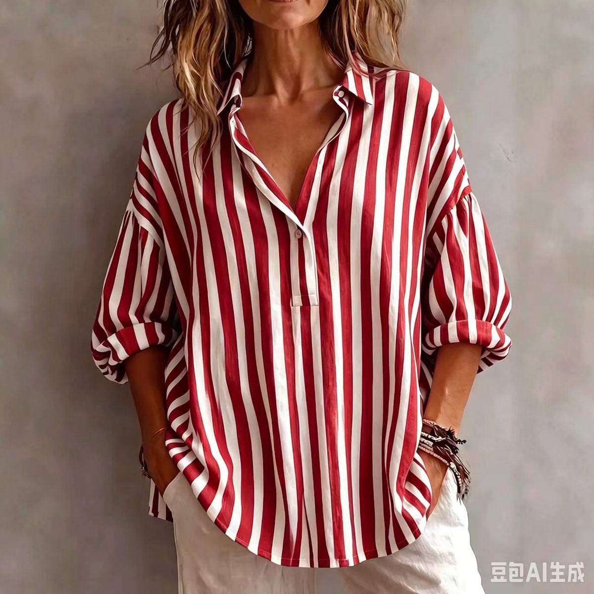 Women's Relaxed Fit Striped Blouse