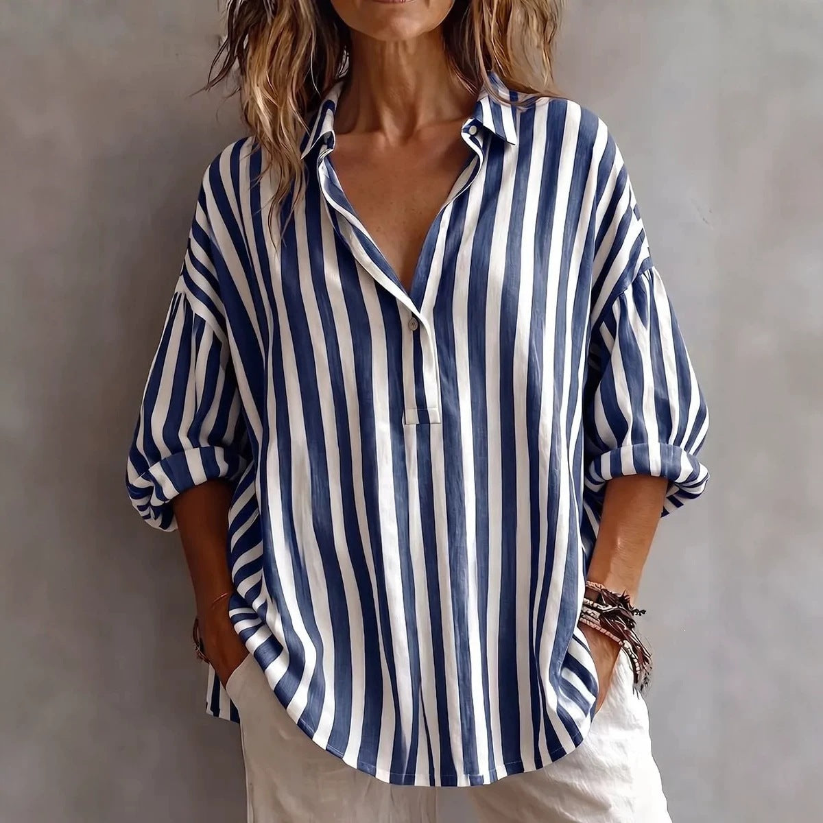 Women's Relaxed Fit Striped Blouse