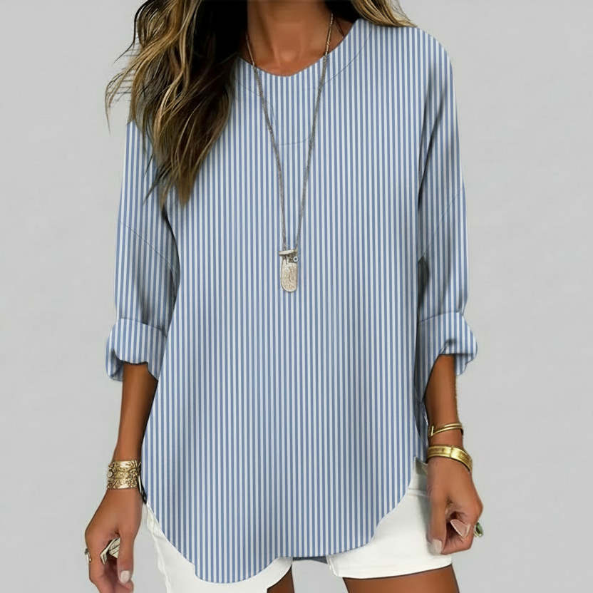 Women's Striped Round Neck Blouse