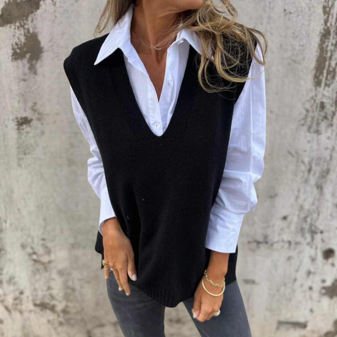 Deep V-Neck Knitted Vest