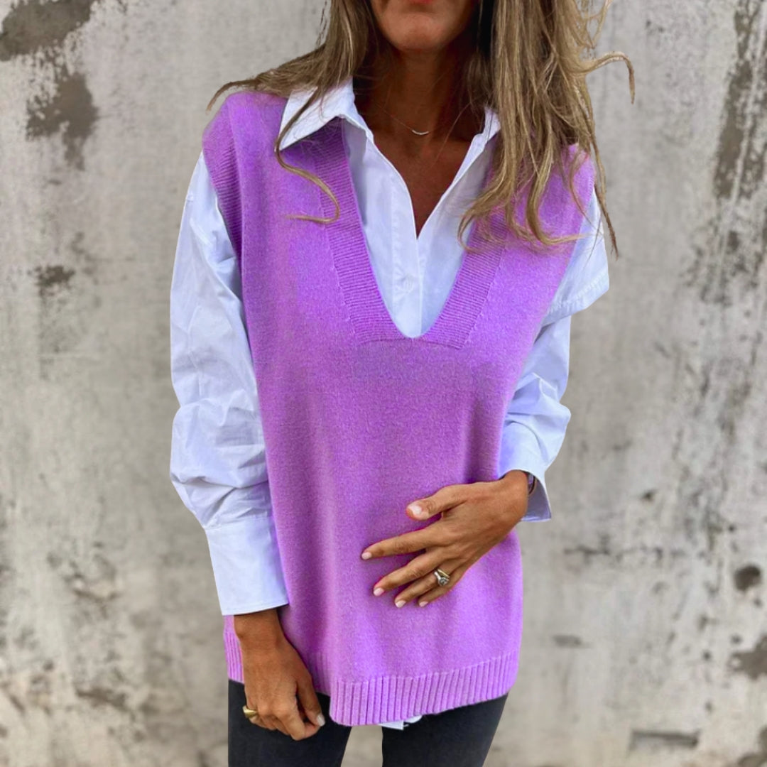 Deep V-Neck Knitted Vest