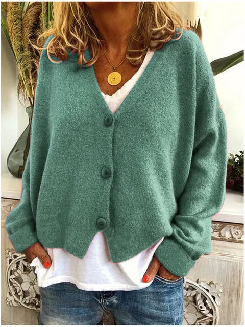 V-Neck Button Cardigan