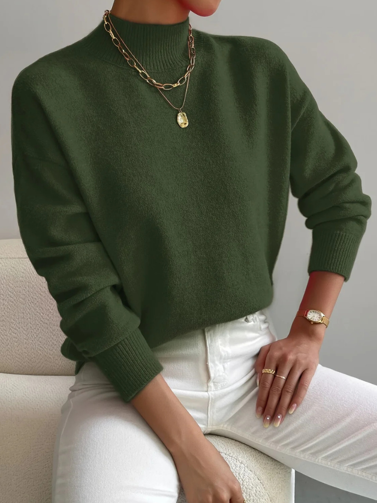 Ribbed Knit Funnel Neck Jumper