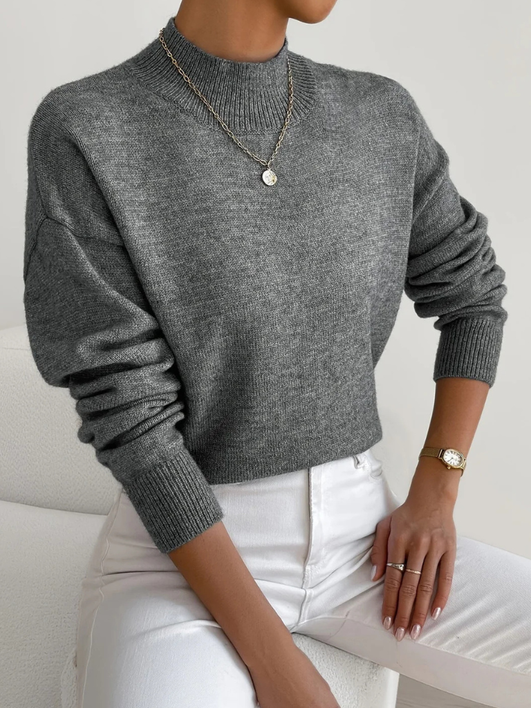 Ribbed Knit Funnel Neck Jumper