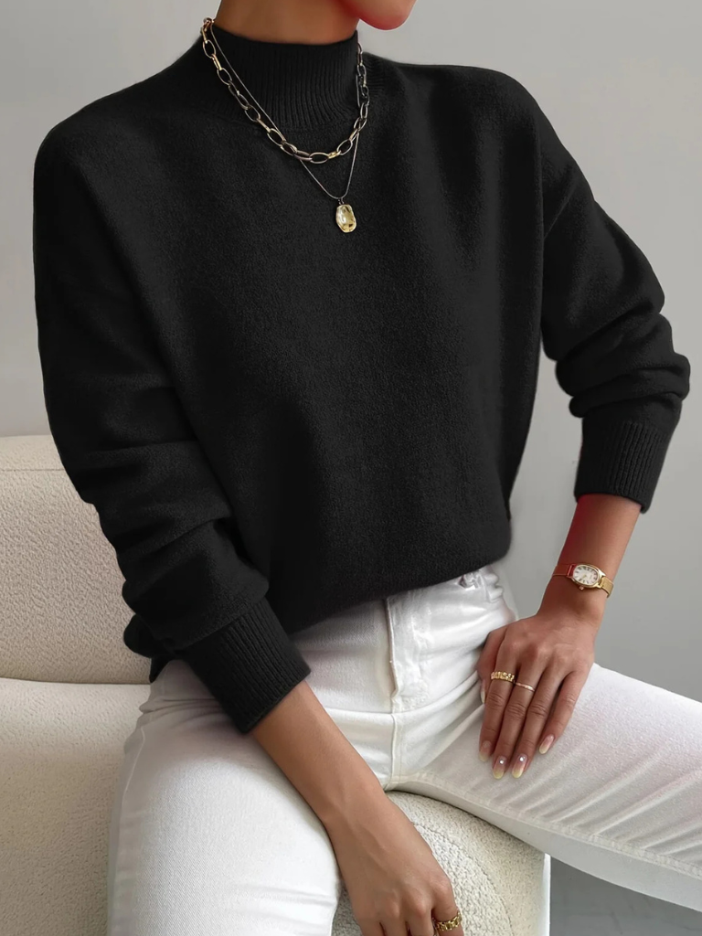 Ribbed Knit Funnel Neck Jumper