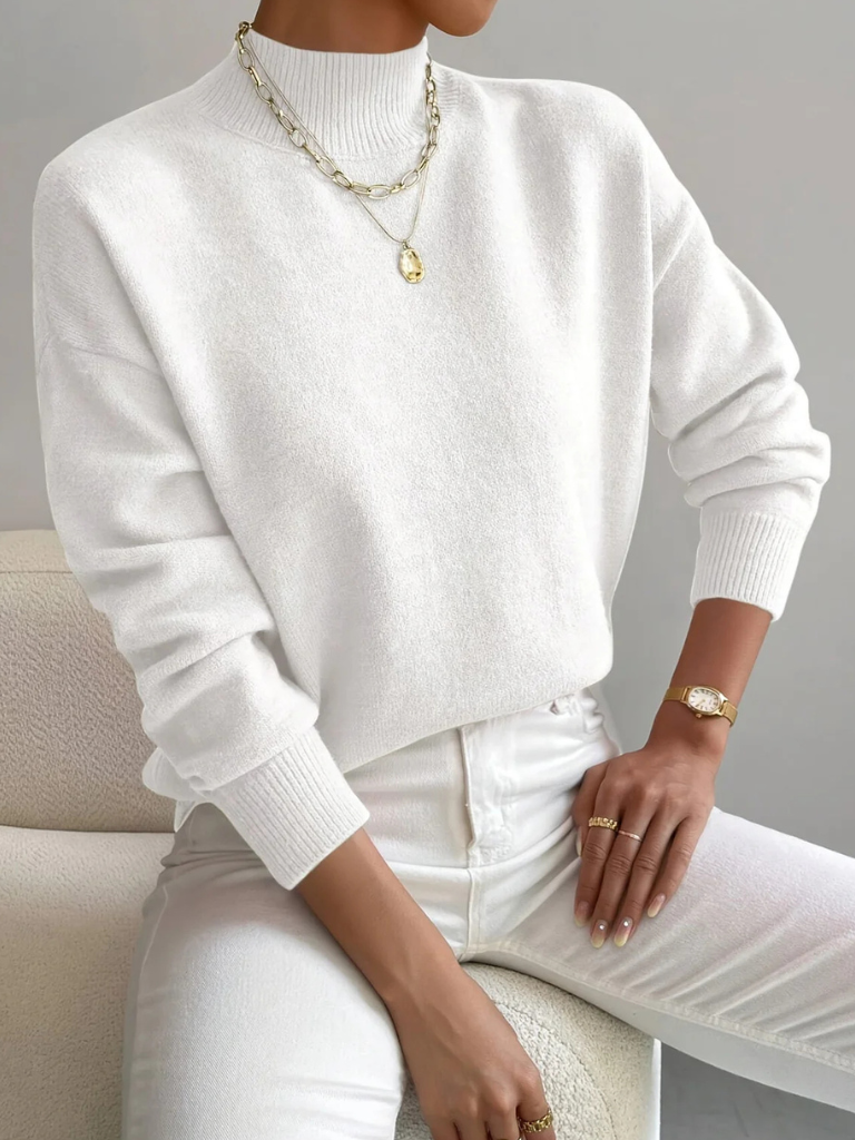 Ribbed Knit Funnel Neck Jumper