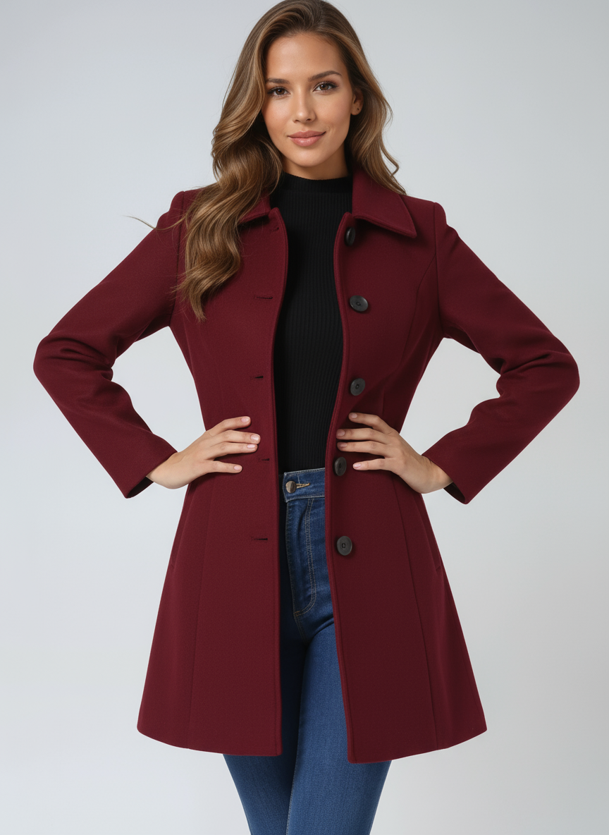 Structured A-Line Midi Coat