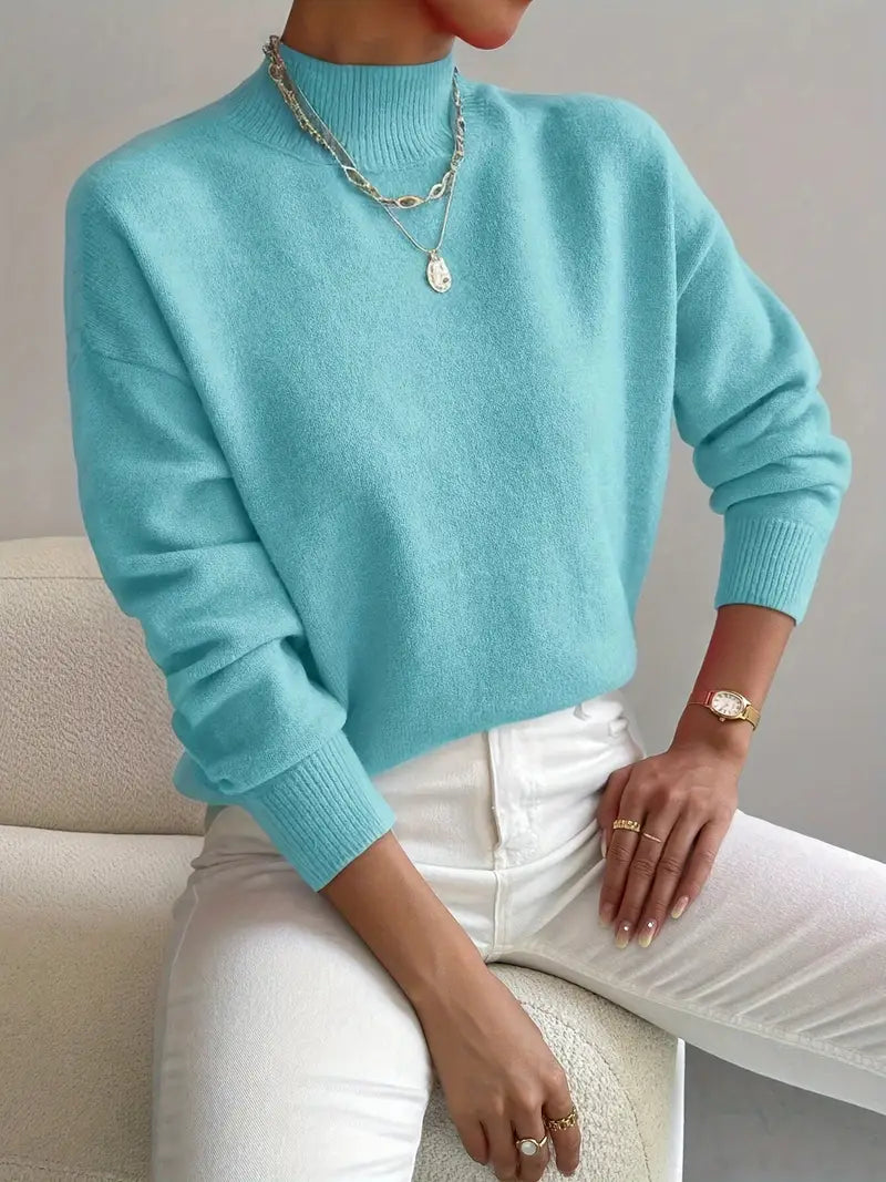 Ribbed Knit Funnel Neck Jumper