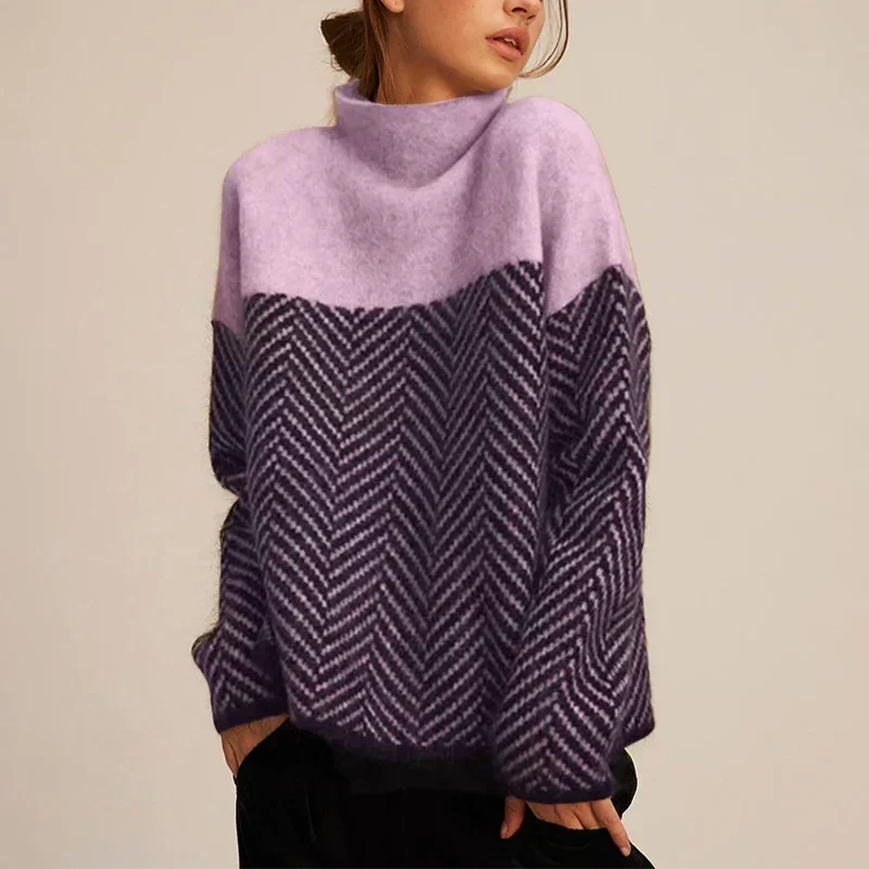 Herringbone Roll Neck Jumper