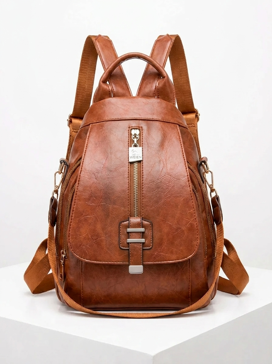 Vintage-Style Backpack with Large Main Compartment