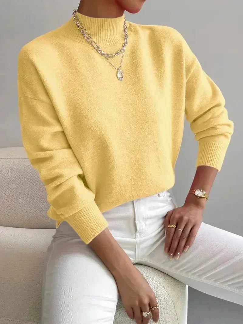 Ribbed Knit Funnel Neck Jumper