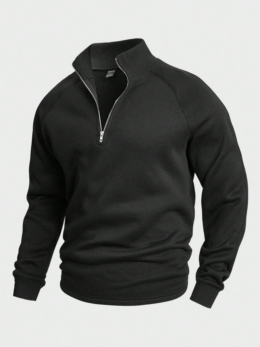 Men's Casual Half Zip Pullover Jumper with Relaxed Fit