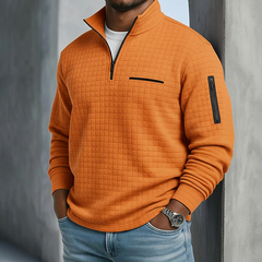 Men's Casual Long Sleeve Waffle Jumper with Relaxed Fit