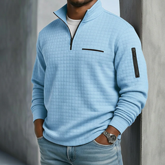 Men's Casual Long Sleeve Waffle Jumper with Relaxed Fit