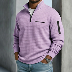 Men's Casual Long Sleeve Waffle Jumper with Relaxed Fit