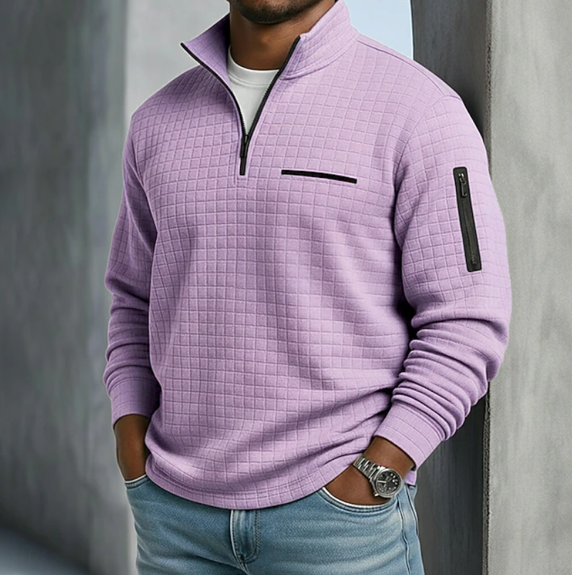 Men's Casual Long Sleeve Waffle Jumper with Relaxed Fit