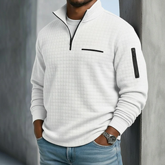 Men's Casual Long Sleeve Waffle Jumper with Relaxed Fit