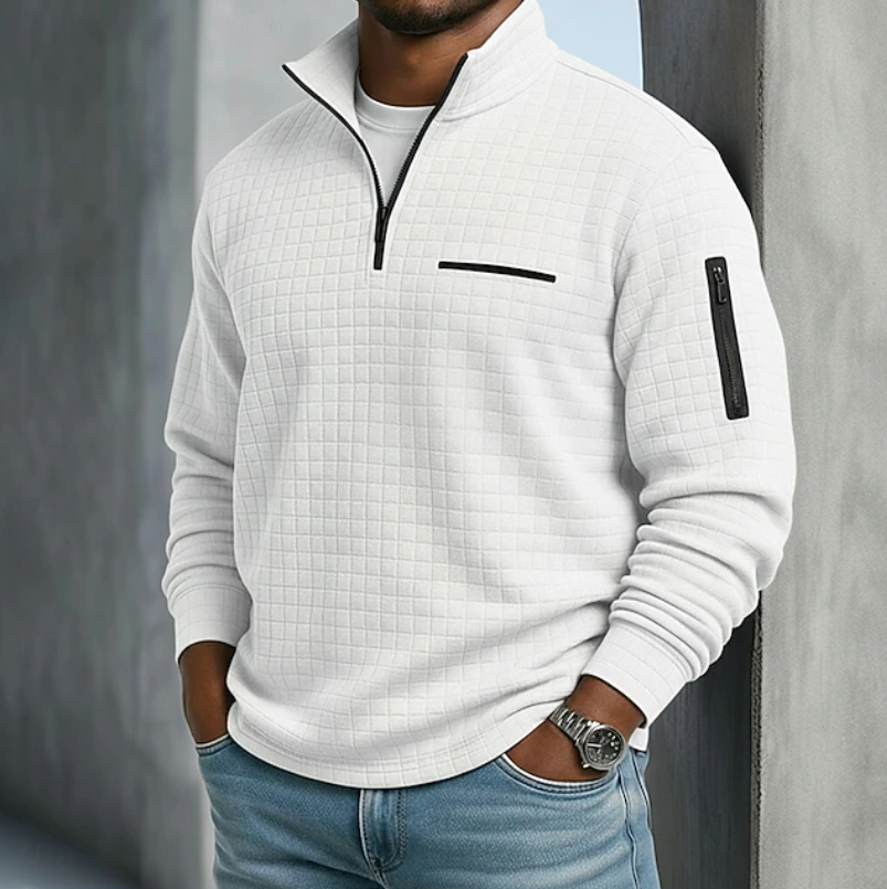 Men's Casual Long Sleeve Waffle Jumper with Relaxed Fit