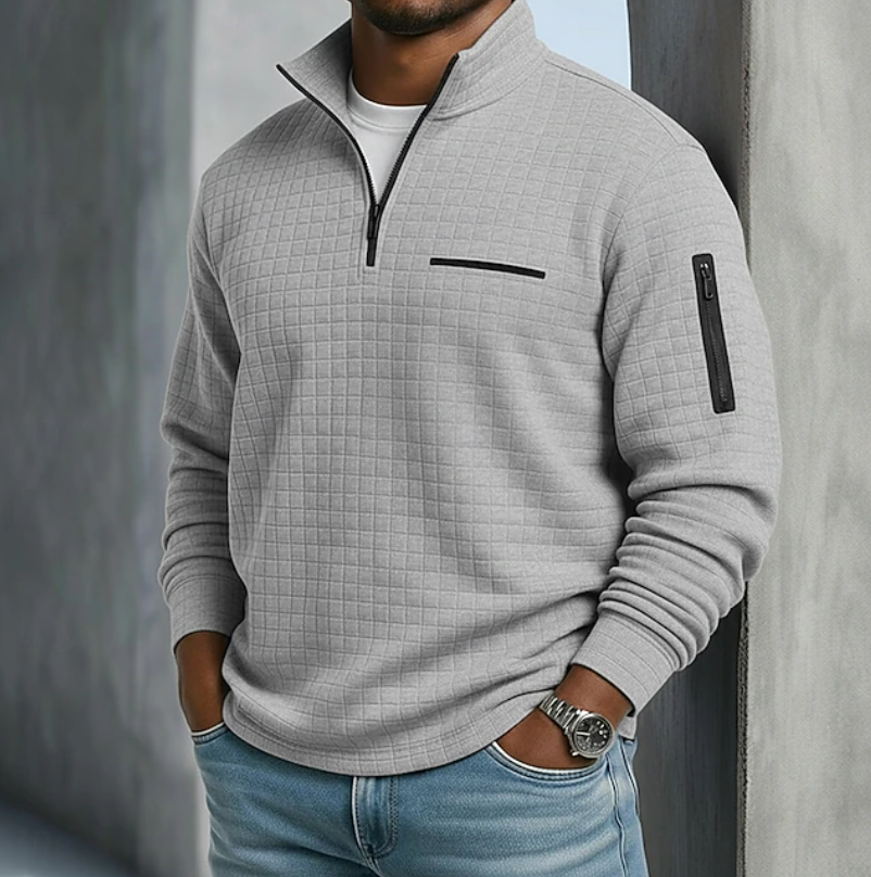 Men's Casual Long Sleeve Waffle Jumper with Relaxed Fit