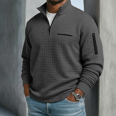 Men's Casual Long Sleeve Waffle Jumper with Relaxed Fit