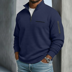 Men's Casual Long Sleeve Waffle Jumper with Relaxed Fit