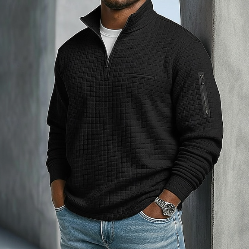 Men's Casual Long Sleeve Waffle Jumper with Relaxed Fit