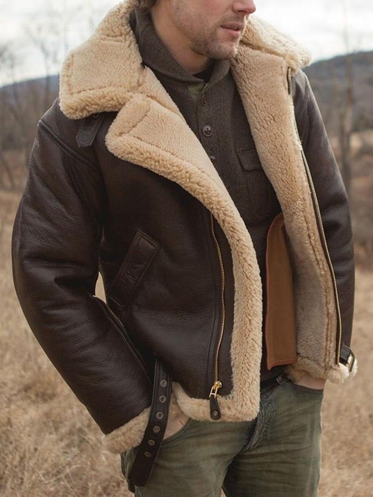 Men's Classic Aviator Jacket with Zip Closure