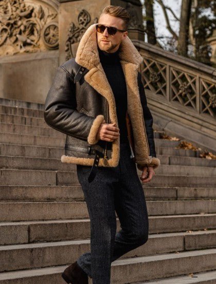 Men's Classic Aviator Jacket with Zip Closure