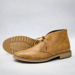 Men's Classic Lace-Up Chukka Boots with Non-Slip Sole