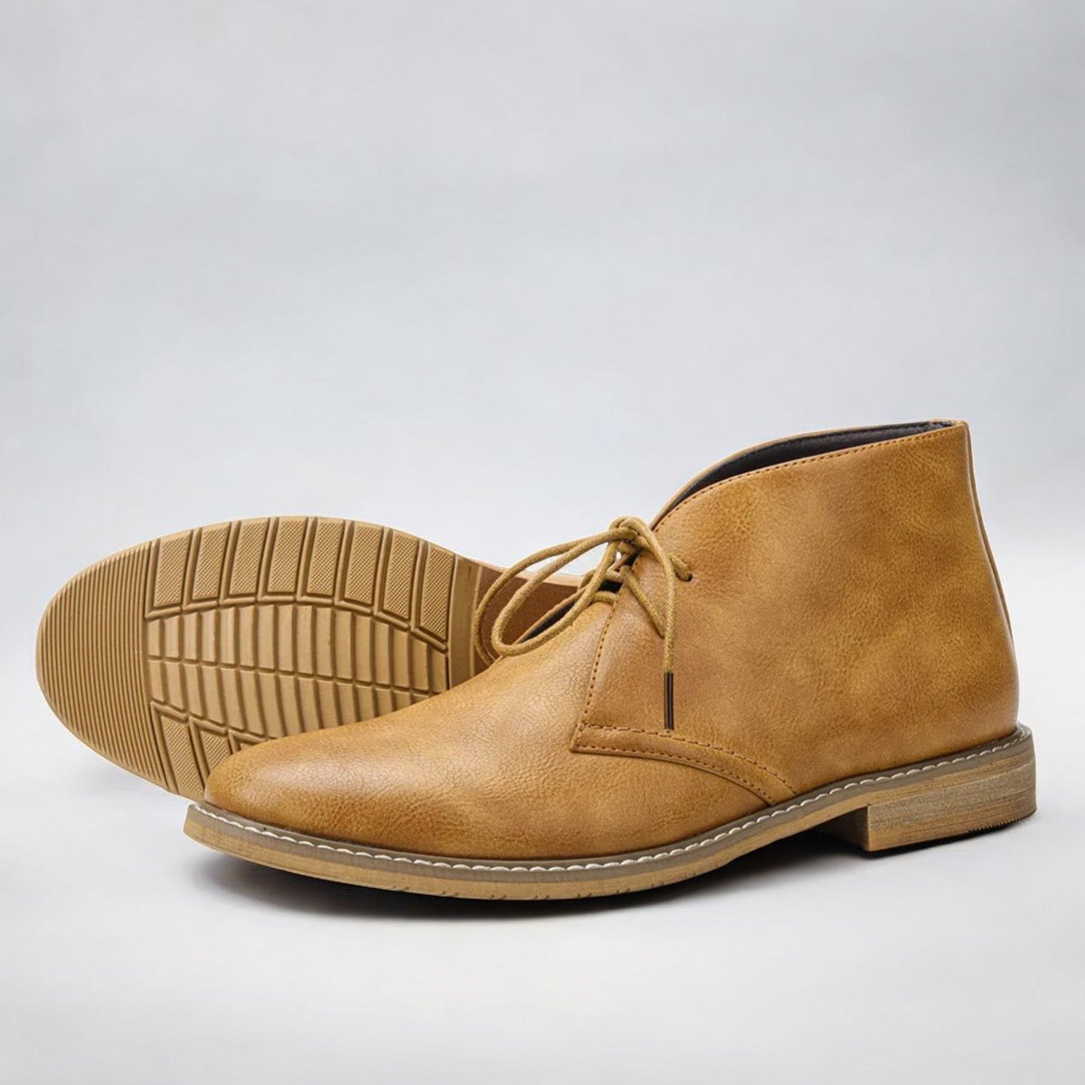 Men's Classic Lace-Up Chukka Boots with Non-Slip Sole