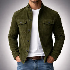 Men's Classic Military Style Jacket with Chest Flap Pockets