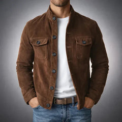 Men's Classic Military Style Jacket with Chest Flap Pockets
