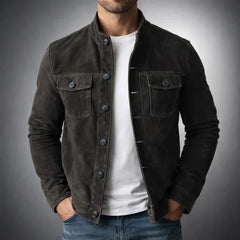 Men's Classic Military Style Jacket with Chest Flap Pockets